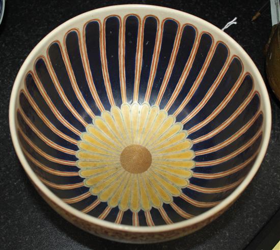 A Japanese Satsuma kikumon deep bowl, Meiji period, possibly an Imperial presentation, height 15.5cm, diameter 23.5cm